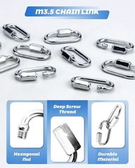 20 Pack 304 Stainless Steel M3.5 Chain Link 1/8 Inch D Shape Locking Quick New