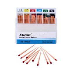 120pcs/pack AZDENT Dental Endo Gutta Percha Points Taper 0.02/0.04/0.06 15#-40#