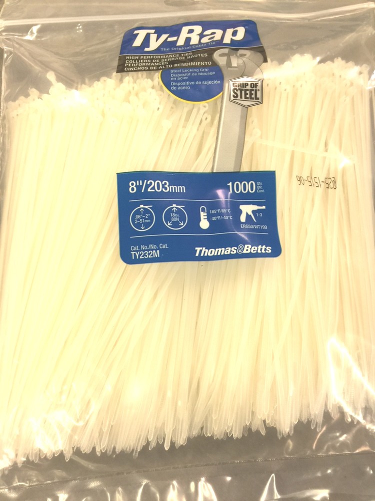 Thomas & Betts Ty-Rap TY232M 8″ 18lb Natural 1,000/bag