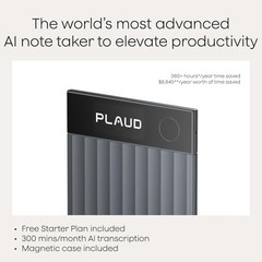Plaud Note Pro AI Voice Recorder, Transcribe & Summarize with AI, App Black