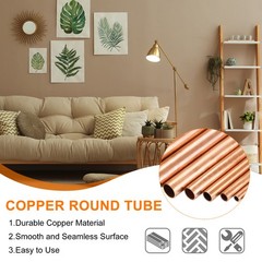 5mm ODx1mm Wall Thicknessx300mm(11.8″) Length Copper Round Tube(Pack of 2)