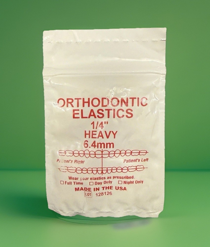 New Sealed Orthodontic Elastics Rubber Bands for Braces 1/4” Heavy 6.4mm 100pcs