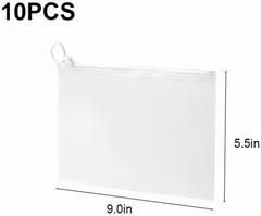 10 Pcs Waterproof Zipper Pouches, Matte Organizing Storage 9X5.5 In, Plastic Bag