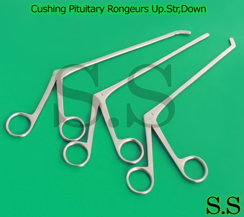 3 Pcs Cushing Pituitary Rongeurs 8″ 2x10mm Cup ,Up.Str,Down ENT Surgical