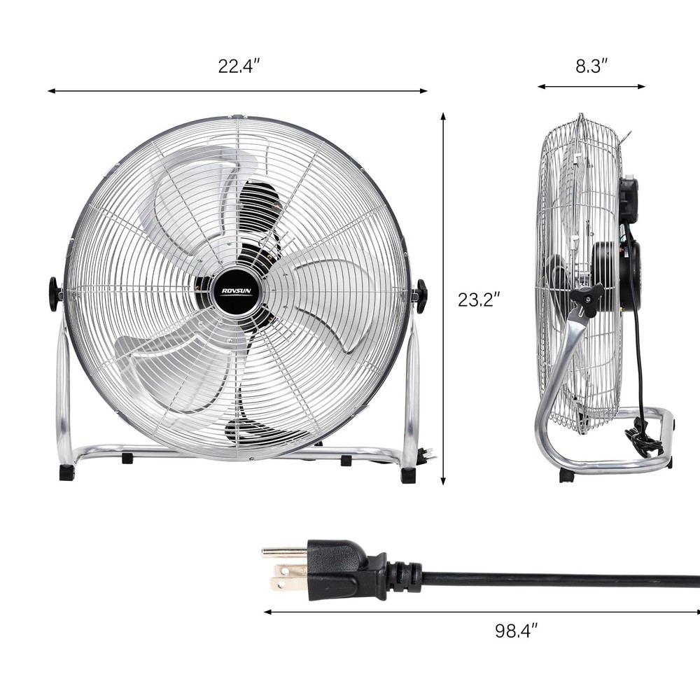20” Heavy Duty Industrial Floor Fan, High Velocity 3 Speeds 8165 CFM Metal Fan