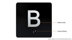 B Elevator Jamb Plate Sign (Basement Elevator JAMB) with Braille and Raised