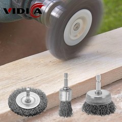 9pc Wire Brush Drill Set 1/4 Hex Shank Carbon Steel Paint Rust Removal
