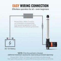 Linear Actuator 12V, 10 In. Heavy Duty 1320 Lbs. /6000N Linear Actuator, 0.19 In