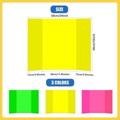 3 pcs Small Neon Trifold Poster Board 16 x 24 Inches, Bright Color Tri Fold D…