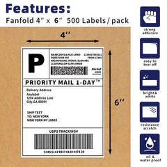 4000pc (4×6) Fanfold Direct Thermal Shipping Labels for Zebra and Rollo Printers