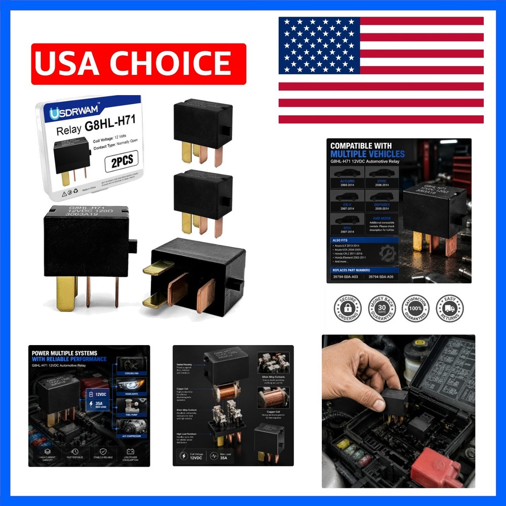 2PCS Automotive Relay, G8HL-H71 39794-SDA-A03 39794-SDA-A05 12VDC, Compatible…
