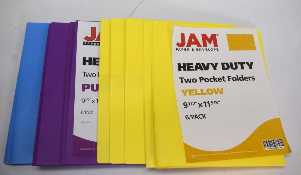Jam Paper & Envelope Heavy Duty 2 Pocket Folders 9.5×11-5/8″ 18 Pack Multi Color