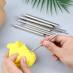 12 Pcs Stainless Steel Clay Hole Punch Tools Silver Circular Pottery Cutters