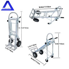 3 in 1 Design 1000 Lbs,Hand Trucks Heavy Duty Aluminum Dolly Cart