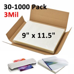 9″ x 11.5″ Clear Thermal Laminating Pouches Letter Size Laminator Sheets 3 Mil