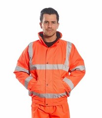 Portwest URT32 Hi Vis Reflective Safety Waterproof Hooded Bomber Jacket ANSI