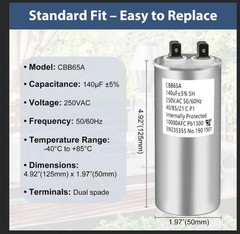 CBB65A Run Capacitor 250VAC 250V AC 140uF 140MFD 140 uF 40/85/21 C P1 50/60Hz…