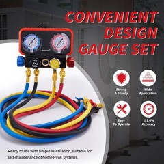 4-Way Manifold Gauge Set for R22/R410A/R134A | AC Charging Gauges, Quick Adapter