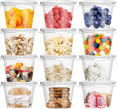 50 Pack 8 OZ Disposable Plastic Cups with Lids,Clear Portion Cups