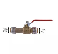 Sharkbite MAX 24735, 1/2-in. x 1/2-in. Push-go-Connect Slip Ball Valve