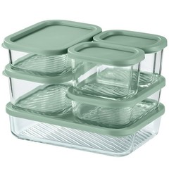 EATEX 6 Pack Glass Meal Prep Containers with Grooved Base, 6 Stackable BPA Fr…
