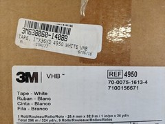 1 Roll 3M 70-0075-1613-4 VHB Tape White 1″x36Yd Ref 4950 Acrylic Foam Adhesive