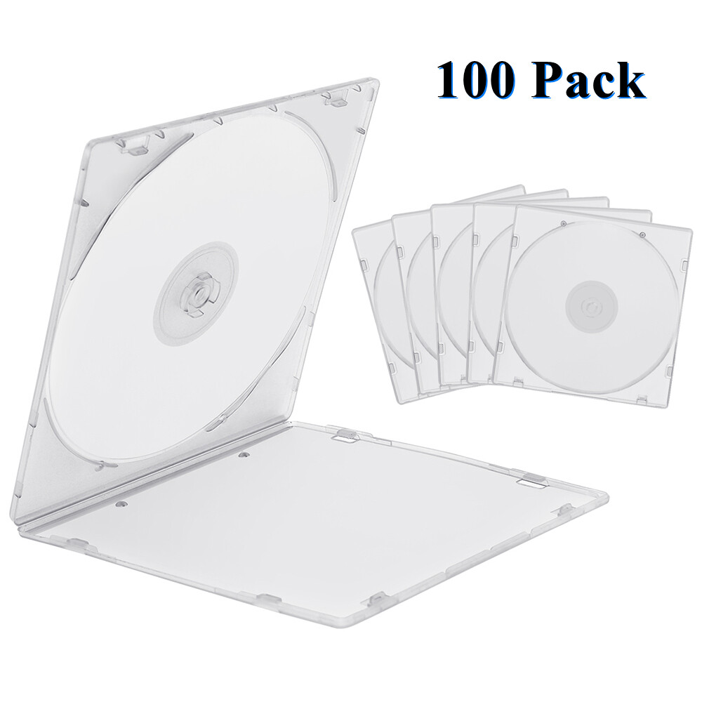 100 Pack Clear Slim Single CD DVD Case PP Poly Plastic Cases Holder Storage Box