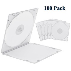 100 Pack Clear Slim Single CD DVD Case PP Poly Plastic Cases Holder Storage Box