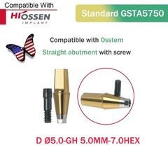 Dental Straight Transfer Abutment Regular Ø5.0 mm Hex GH 1–6 mm Hiossen/Osstem