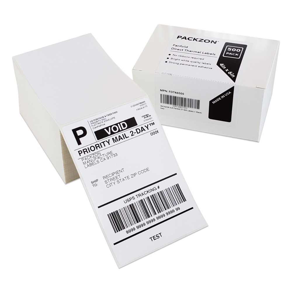 4000 4×6 Fanfold Direct Thermal Shipping Labels for Zebra and Rollo Printers