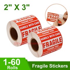 Fragile Stickers 2 x 3 Fragile Label Sticker Handle With Care Mailing 1-60 Rolls