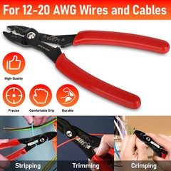 4 in 1 Wire Service Pliers Crimper Stripper Cutter Gripping for 12-20AWG Cable