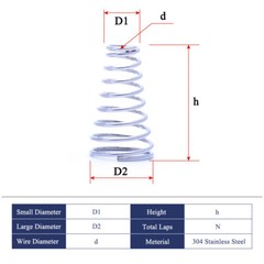 Stainless Steel Tower Springs Conical Cone Compression Spring Wire Dia 0.4mm-2mm