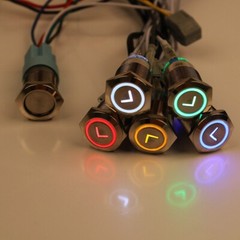 19mm Arrow L Type Momentary Push Button LED Latching Car Waterproof Illuminated