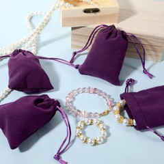 Exircy 15pcs Velvet Bags with Drawstrings, 3 x 4inch Purple Dice Bags Small V…