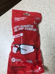 Milwaukee Safety Glasses Clear Lens Black/Red Frame 1 pk