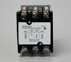 Supco DP601203 Contactor 60 FLA 75 RLA 120 Volts 3 Pole