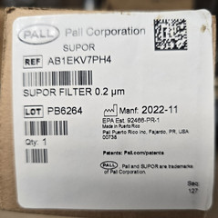 NEW PALL AB1EKV7PH4 SUPOR EKV 0.2 Filter Manufactured 2022-11 with Certification