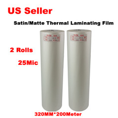 2 Rolls Matte/Satin UV Luster Hot Thermal Laminating Film 25mic 320MMx200M