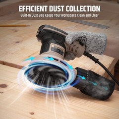 5-Inch Random Orbital Sander, 2.6Amp 320W Variable Speed (8000–13000RPM) E