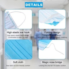 NNPCBT Blue Disposable Face Masks 100 Count (Pack of 1), Adult-100 Pack-blue