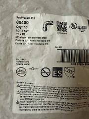 (5)Viega 80400 1/2 x 1/2 – (P-P) – Elbow – 90 ProPress 316