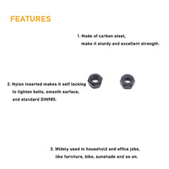 100pcs M3-0.5mm Pitch Black Nylock Nuts Nylon Insert Self Locking Nuts for RC