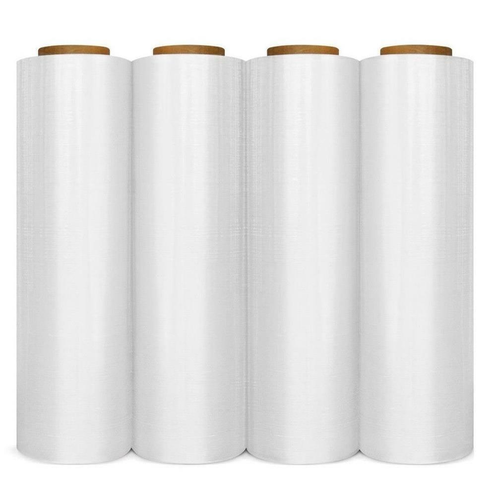 4 Rolls 18″ X 1500 FT Hand Stretch Plastic Film Shrink Pallet Wrap 80 Gauge