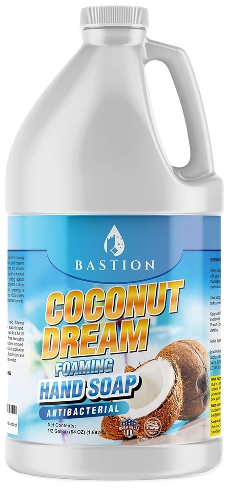 Bastion Antibacterial Foaming Hand Soap – Coconut Dream 64 Fl Oz (Pack of 1)