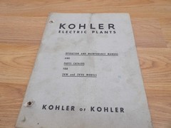 Kohler Electric Plants 2KW And 2KVA Operation And Maintenance Manual- FREE SHIP!