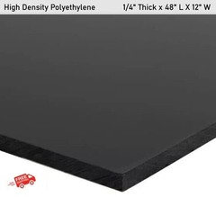 High Density Polyethylene Black Plastic Sheet 1/4″ Thick x 48″ L X 12″ W HDPE