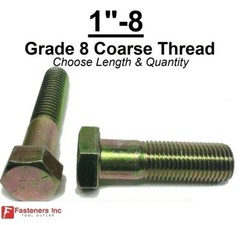 1″-8 Hex Bolt Yellow Zinc Plated Grade 8 Cap Screw Coarse Thread (All Sizes&Qtys