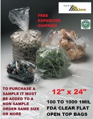 100-1000 12×20 Clear Poly Bags Lay Flat Open Top 1 Mil 1MIL ML Plastic Tshirt LK