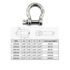 10 Pack 1/5″ Stainless Steel Mini D Ring Shackle Small Anchor Rigging Shackle